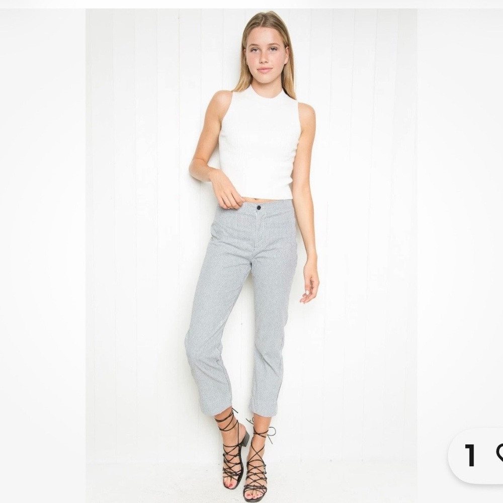 Brandy Melville Gray Pinstripe Corduroy Pants